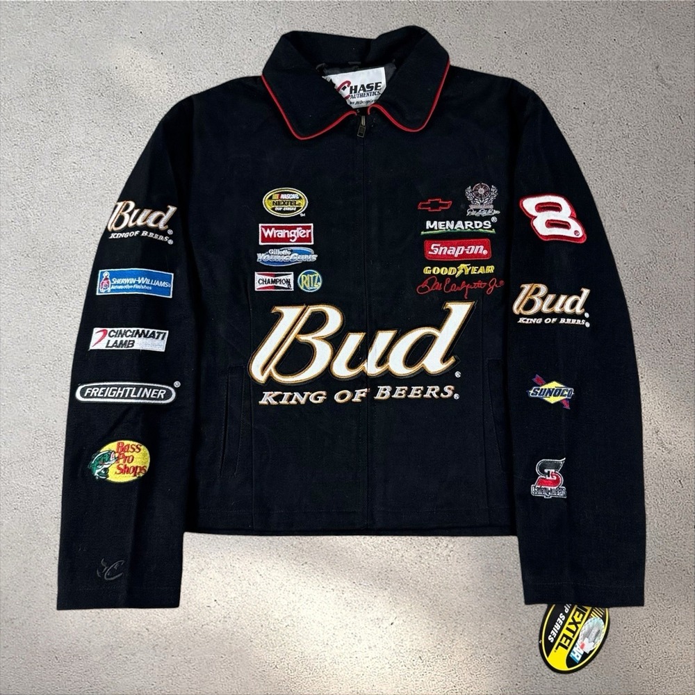 Vintage NWT JH Design Dale Jr. Budweiser Racing‎ Jacket Sz Small NASCAR